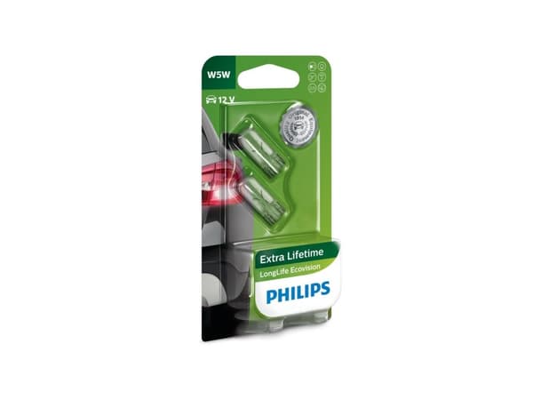 Philips LongLife EcoVision 12961LLECOB2 Tradisjonelle kupé- og signallyspærer, 5 W, 12 V, W5W, 2 stykker