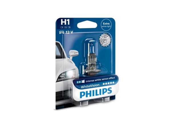Philips WhiteVision Polttimotyyppi: H1, pakkauskoko: 1, 12 V, 55 W, ajovalopolttimo, 55 W, 12 V, ?1, Halogeeni, 3700 K, 1 kpl