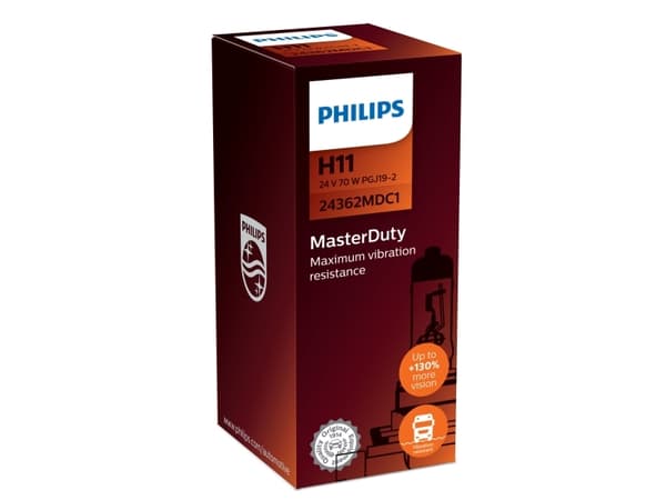 Philips MasterDuty 24362MDC1 Frontlyspærer på 24 V, 70 W, 24 V, H11, 3200 K, 1 stykker