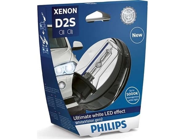 Philips WhiteVision Xenon gen2 85122WHV2S1 Xenonlampa till bilstrålkastare, 35 W, 85 V, D2S, Xenon, 5000 K, 1 styck