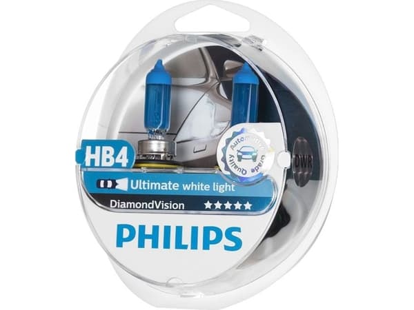 Philips DiamondVision 9006DVS2, HB4, Halogen, Helljus, Halvljus, P22d, Låda, Vit