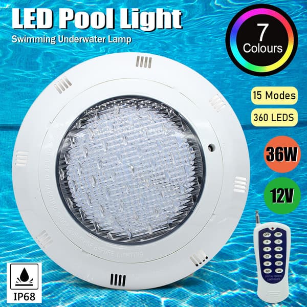 LED Simbassänglampa, Fjärrkontroll, RGB Flerfärgad,31-40W