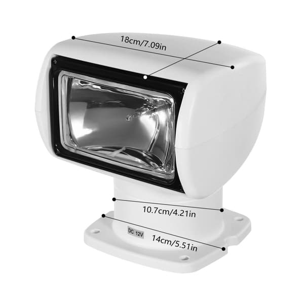 12V Båd Fjernbetjening Spotlight, 100W Halogenpære, 360° Rotation, Vandtæt,Avanceret kontrol