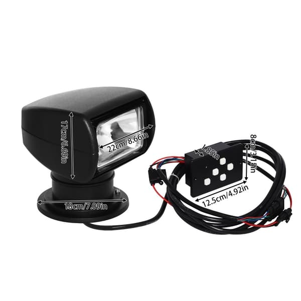 12V Båd Fjernbetjening Spotlight, 100W Halogenpære, 360° Rotation, Vandtæt,b2 Almindelig kontrol