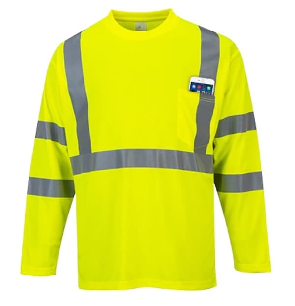Reflective Crow Neck Long Sleeve T-shirt - Yellow