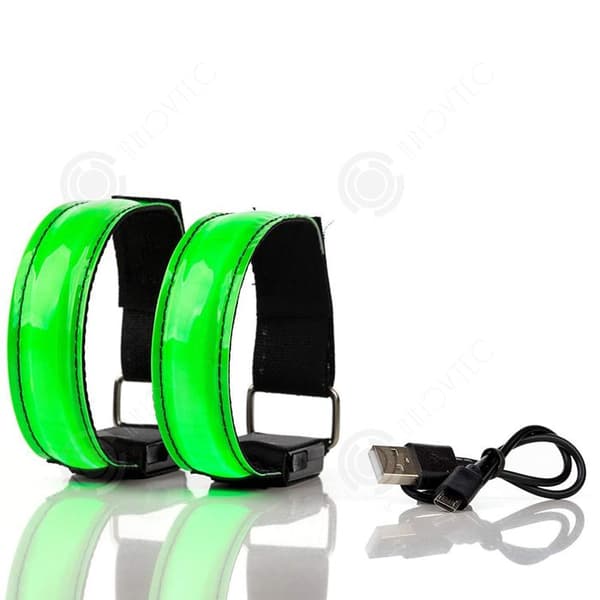 INN LED-armband 2PCS uppladdningsbara 3 justerbara lägen LED-armband lysande armband för nattlöpning och cykling