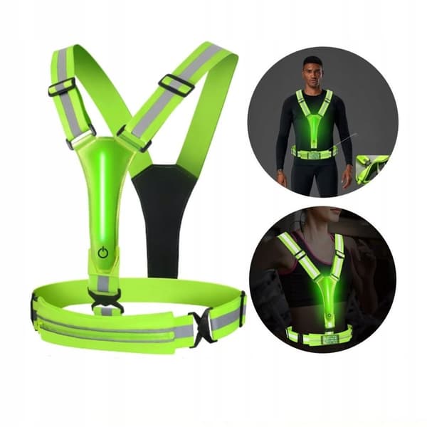 REFLEKTIV VÄSTSELE för LÖPARCYKEL Dubbel 2x LED USB-FICKA