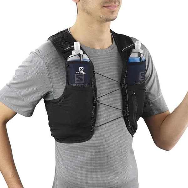 SALOMON, Vätskeväst 4 L, 2 SoftFlask 500 ml flaskor ingår, ADV HYDRA VEST 4, Svart, Storlek M, - LC1340800