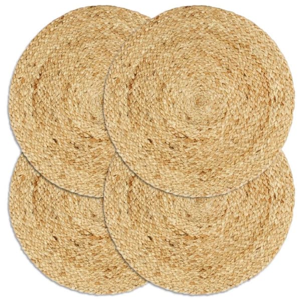 vidaXL dækkeservietter 4 stk. rund 38 cm jute naturfarvet