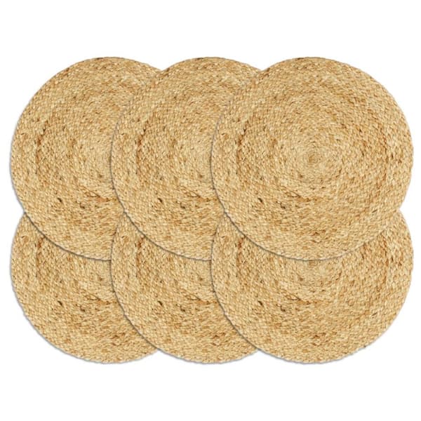 vidaXL Tabletit 6 kpl luonnollinen 38 cm pyöreä juutti