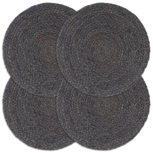 vidaXL Bordstabletter 4 st mörkgrå 38 cm rund jute