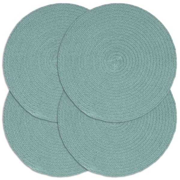 vidaXL Bordstabletter 4 st grön 38 cm rund bomull