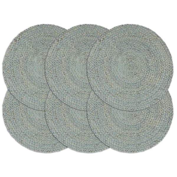 vidaXL Bordstabletter 6 st olivgrön 38 cm rund jute
