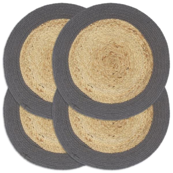 vidaXL Bordstabletter 4 st naturlig och antracit 38 cm jute och bomull