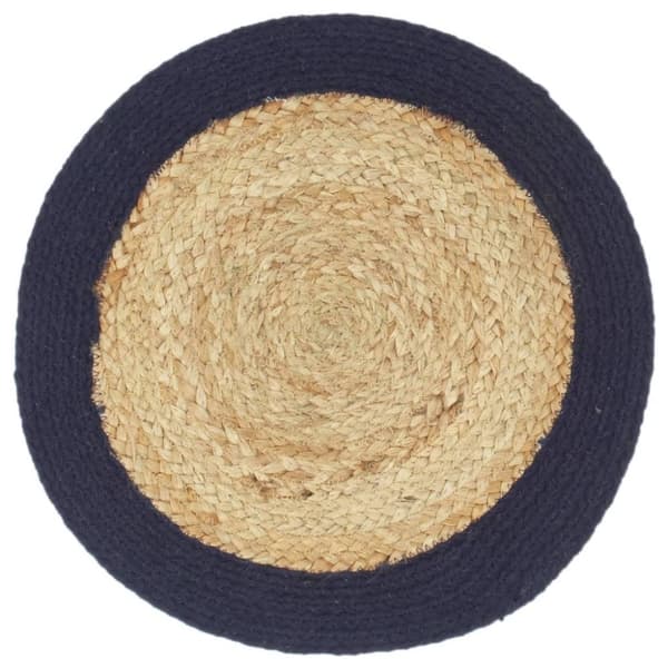 vidaXL Bordstabletter 4 st naturlig och marinblå 38 cm jute och bomull