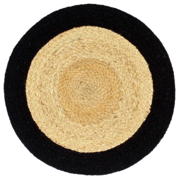 vidaXL Bordstabletter 4 st naturlig och svart 38 cm jute och bomull