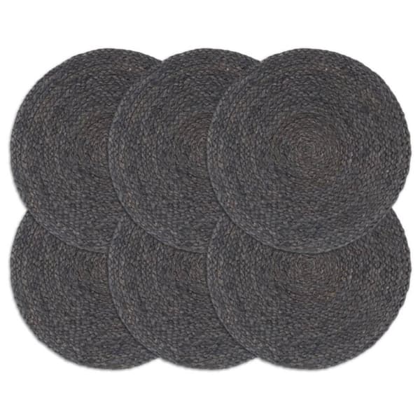 vidaXL Bordstabletter 6 st mörkgrå 38 cm rund jute