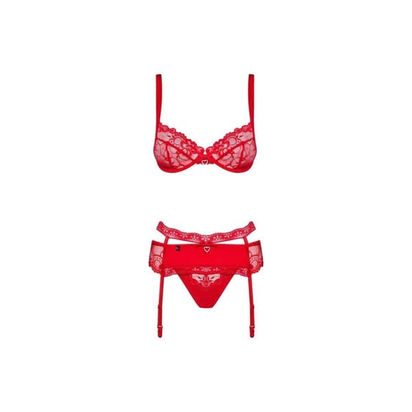 Pitsinen alusvaatesetti Obsessive Heartina Punainen L/XL