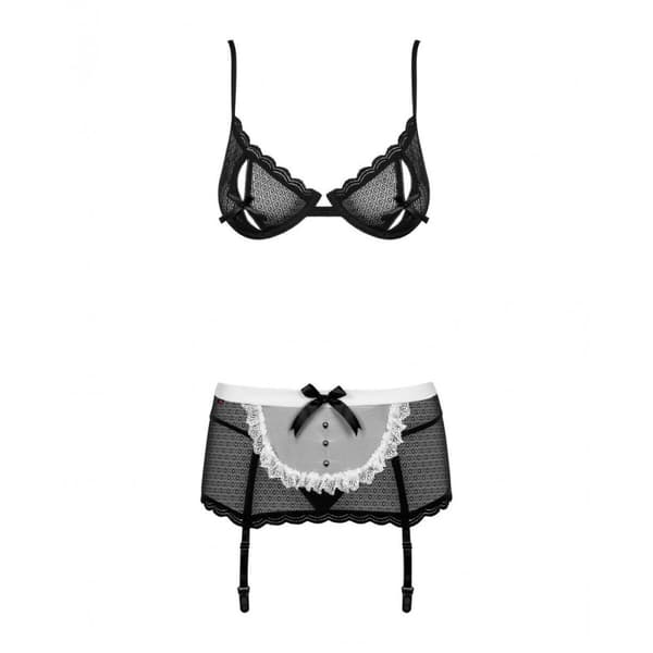 Pitsinen alusvaatesetti Obsessive Maidme S/M Musta