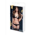 Miniatyrbillede 1 af 6: Sort Blonde BH Garter & Åbent Skridt Trusse One Size Baci Lingerie BW3101 Sort (Onesize)