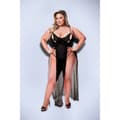 Miniatyrbillede 2 af 4: Babydoll Baci Lingerie Gown & G-string Sort Queen size 2 Dele