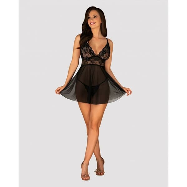 Idillia Babydoll Og Trusser Obsessive Idillia babydoll Sort XXL/XXXL