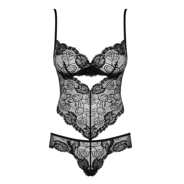 Bodysuit med blonder Alluria Obsessive 12844 Svart L/XL