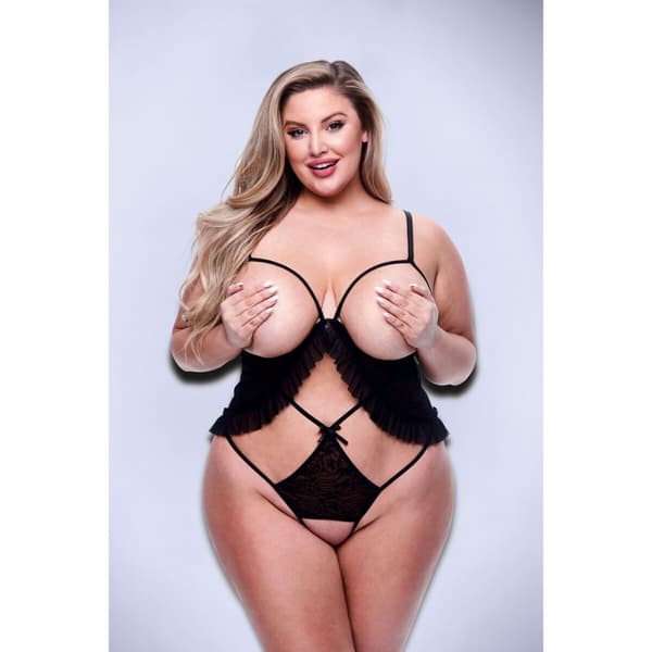 Trikåer Baci Lingerie Peek-a-boo Svart Queen size