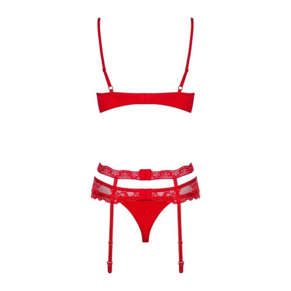 Set med underkläder i läder Obsessive Heartina Röd L/XL