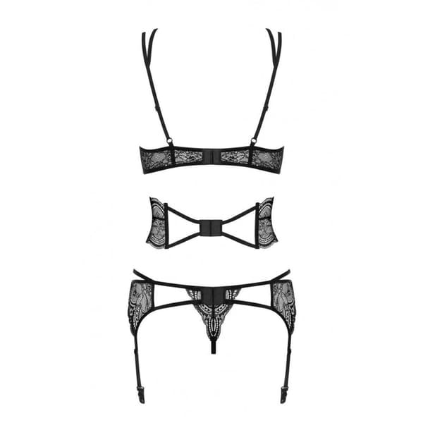 Set med underkläder i läder Obsessive Frivolla Svart S/M