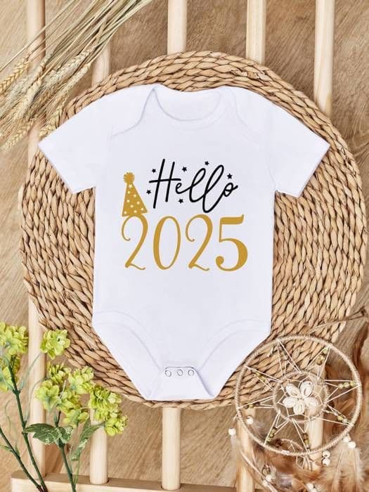 Hej 2025 Mönster Kortärmad Bodysuit För Bebisar Pojkar Flickor