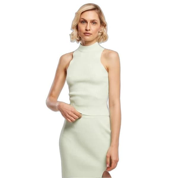 Urban Classics GT Dam Ribbstickad Turtleneck Cropped Body - matt grå - 2XL