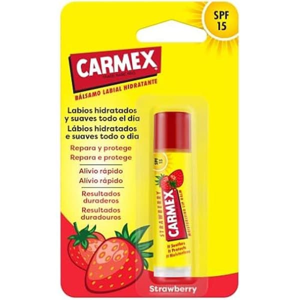 Läppvård - CARMEX - Carmex Strawberry Moisturizing Lip Balm - SPF 15 - Strawberry färg - 0,05 L