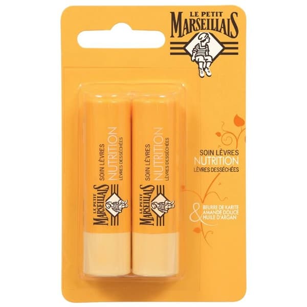 Le Petit Marseillais närande sheasmör, sötmandel och argan läppvård 2 x 4,9 g
