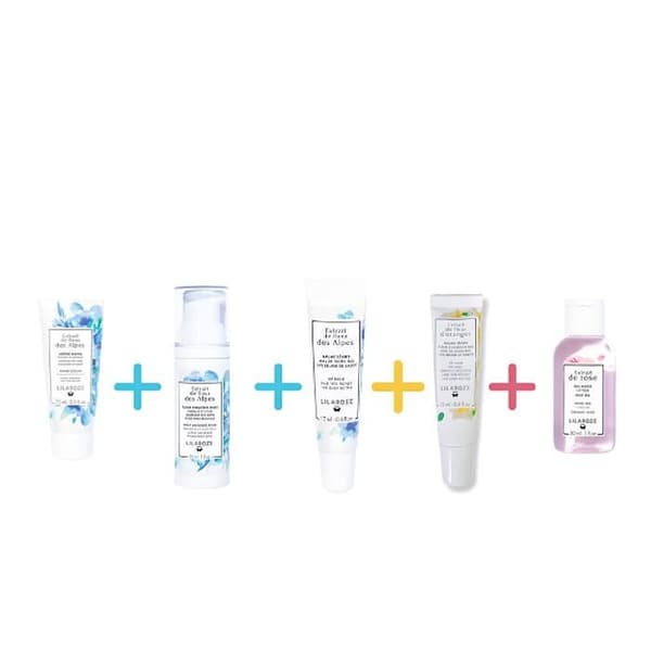 Lilaroze Paris Pack Handkräm Extrait de fleur des Alpes + Fluide Första Linjer Extrait de fleur des Alpes + Läppbalsam Extrai