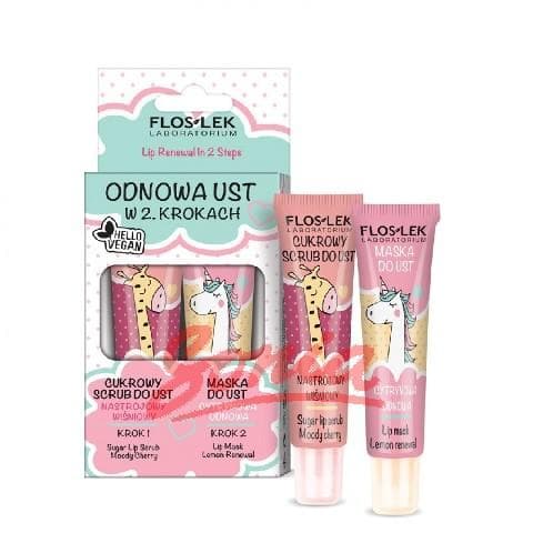 FLOSLEK_SET Vege Lip Care odnowa ust w 2 krokach 2x14g