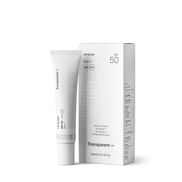 Transparent Lab - Lip Gloss Glossy SPF50, Kosteuttava huulirasva, 15 ml