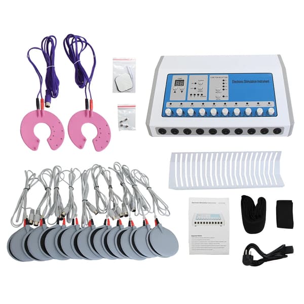 Muskelstimulator, 10 kanaler, 5 bølgeformer til reduktion af cellulite,Blå, EU -stik