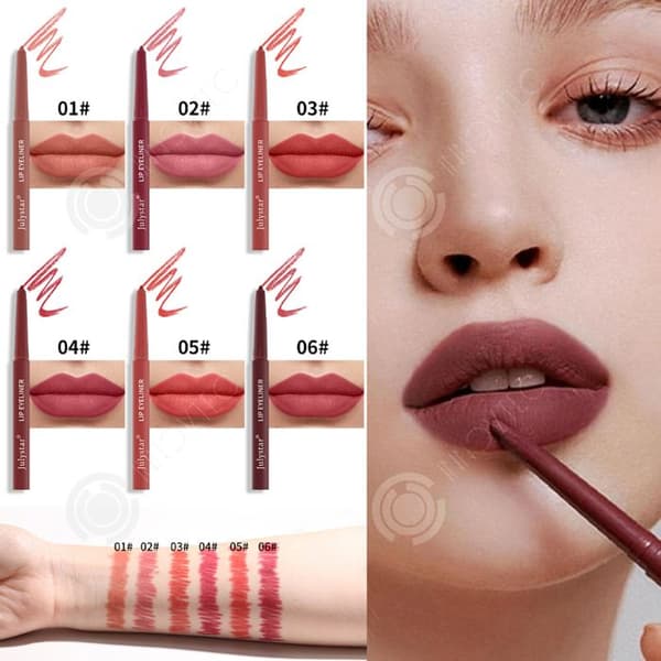 INN Lip Liner 6 PCS 5ml 12h ingen blekning vattentät och långvarig peel off tatueringsläppliner innehåller 6 färger
