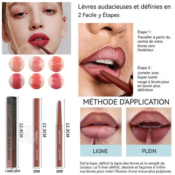 INN Lip Liner 6 PCS 5ml 12h ingen blekning vattentät och långvarig peel off tatueringsläppliner innehåller 6 färger