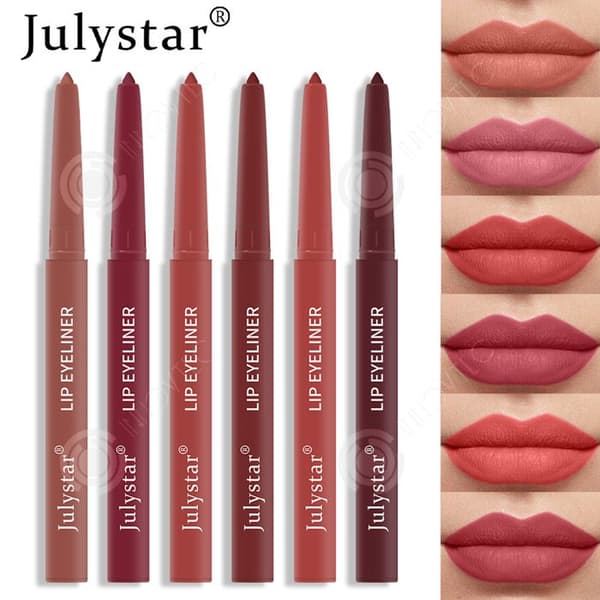 INN Lip Liner 6 PCS 5ml 12h ingen blekning vattentät och långvarig peel off tatueringsläppliner innehåller 6 färger