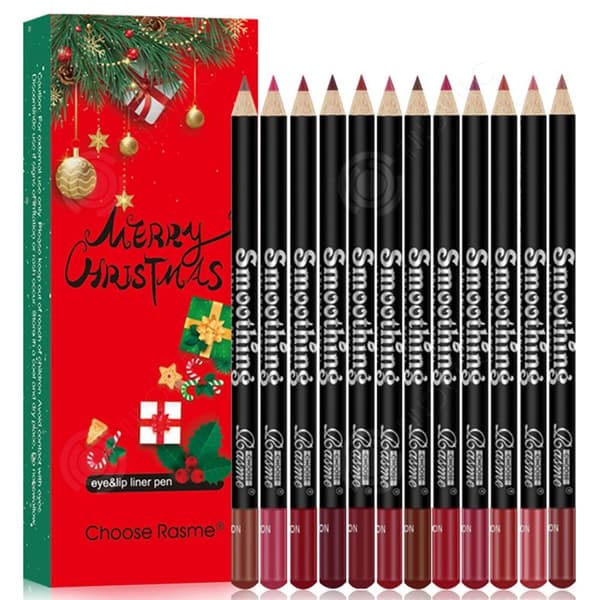INN Lip Liner Set 12 Colors No Fade Vattentät Långvarig Universal Peel Off Christmas Lip Pencil