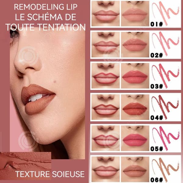 INN Lip Liner 6 PCS No Fade Vattentät och långvarig Universal Peel Off Tattoo Lip Liner Innehåller 6 färger
