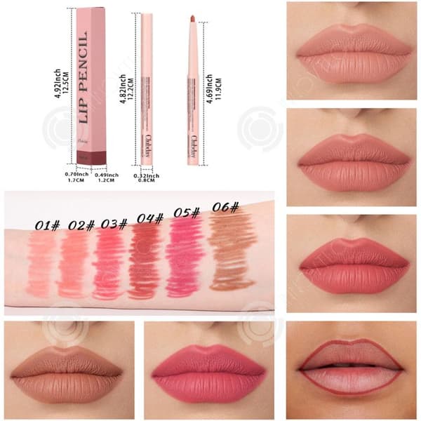 INN Lip Liner 6 PCS No Fade Vattentät och långvarig Universal Peel Off Tattoo Lip Liner Innehåller 6 färger