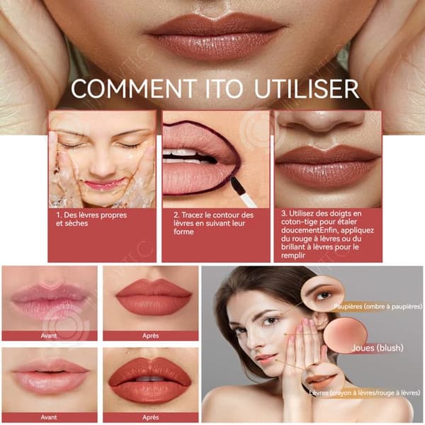 INN Lip Liner 3 st 5ml vattentät och långvarig peel off tattoo lip liner innehåller ljusbrun mörkbrun rou