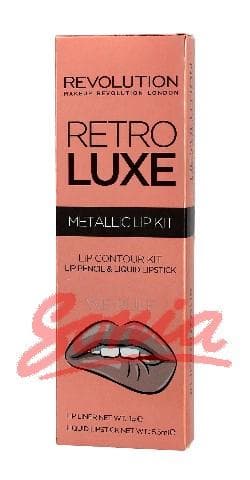 Makeup Retro Revolution Metallic Luxe Lip Kit mouth (lip liner + lip gloss) We Rule 1op.