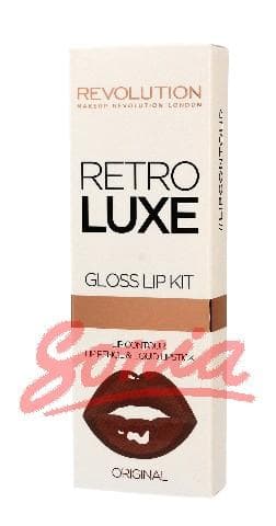 Makeup Revolution Retro Luxe Lip Gloss Kit mouth (lip liner + lip gloss) Original 1op.