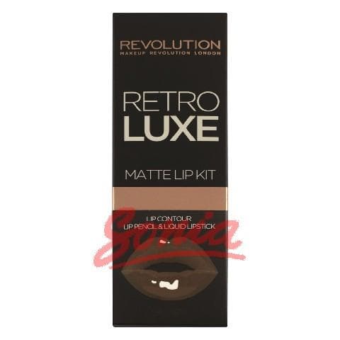 Makeup Revolution Luxe Retro Matte Lip Kits Kit mouth (lip liner + lip gloss) 1op Glory.