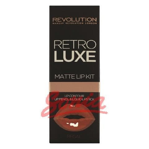 Makeup Revolution Luxe Retro Matte Lip Kits Kit mouth (lip liner + lip gloss) Regal 1op.