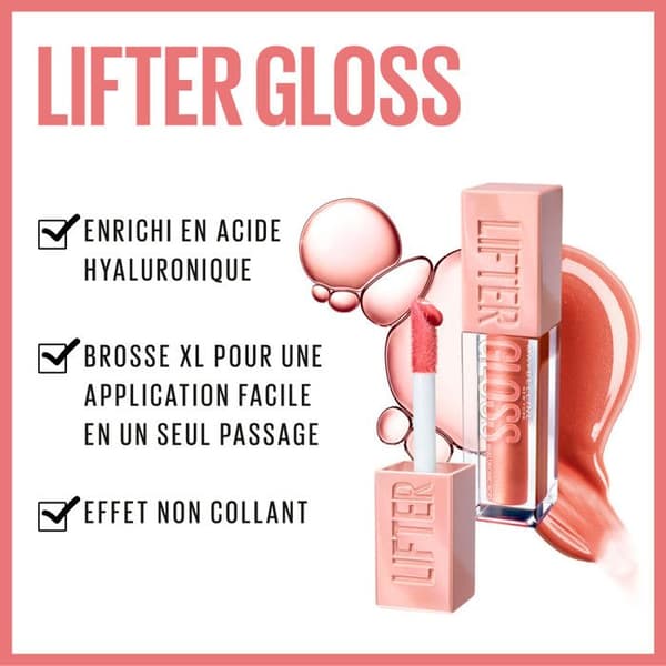 Lipglans - Maybelline New York - Lifter Gloss N°01 Pearl - Fyllande effekt - Hållande - 5,4 ml